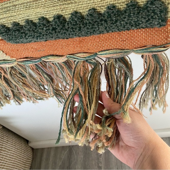 Vintage Handmade Rustic Boho Charming Village Scene Tapestry with Fringe - Picture 7 of 15